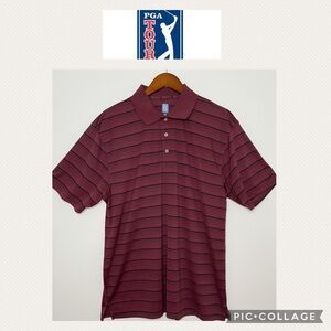 PGA Tour men golf burgundy polo shirt